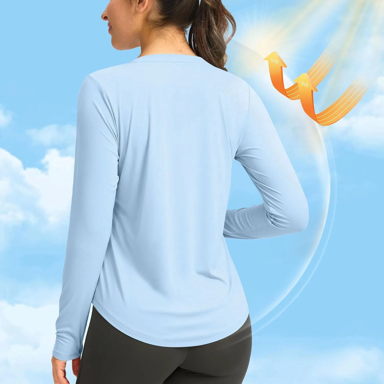 Женская рашгард с защитой UPF 50+ Pelang, Light Blue — фото 3