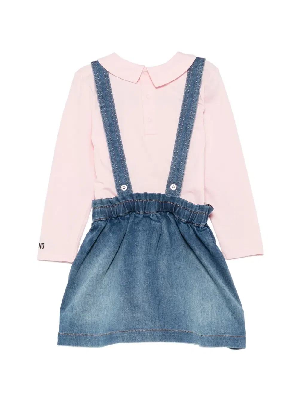 Комплект: джинсовое платье с мишкой Тедди Moschino Kids, розовый — фото 2