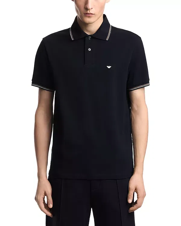Мужское поло с коротким рукавом Essential Stretch Cotton Polo Emporio Armani, Navy Blue