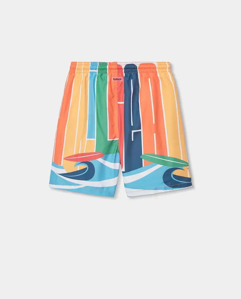 Детские плавки для мальчиков с принтом Recycled Fabric Swim Trunks Boboli, Multicolor — фото 3