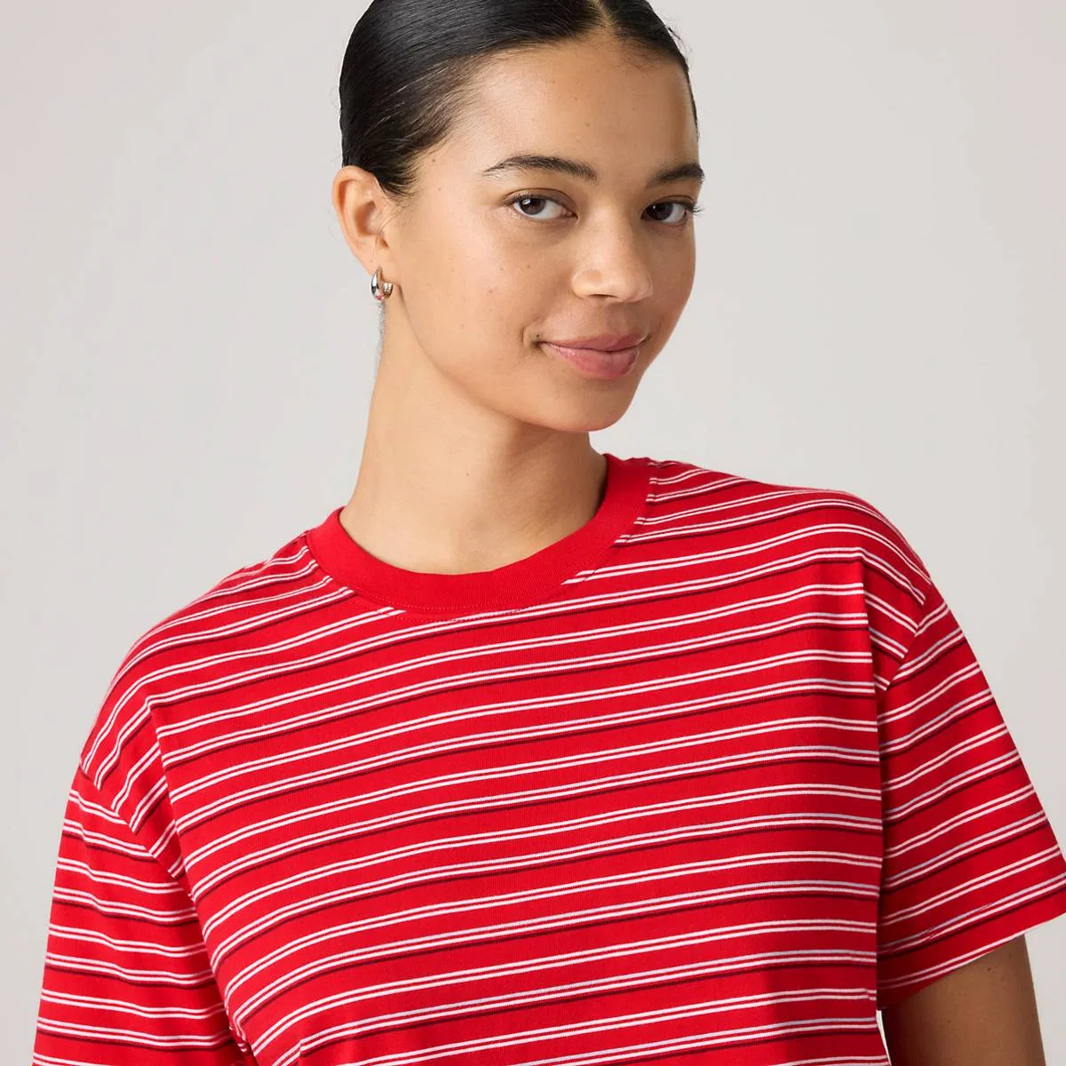 Укороченная футболка на каждый день Levi's, Capricorn Stripe True Red - Multi-Color — фото 2