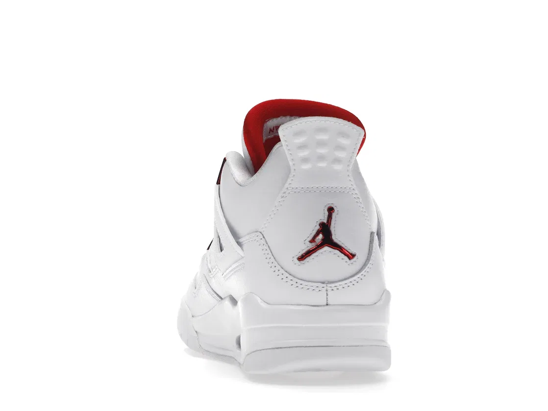 Детские кроссовки для мальчиков с контрастными элементами Jordan 4 Retro Metallic Red Jordan, White/University Red-Metallic Silver — фото 4