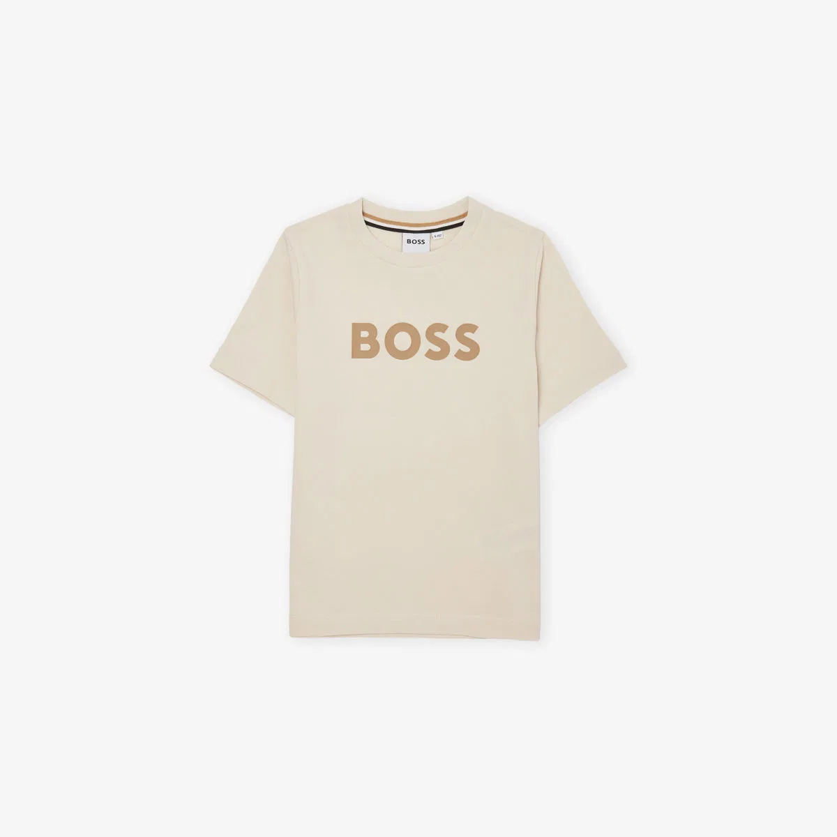 Хлопковая футболка с коротким рукавом и логотипом, размер 4-16 лет Boss, песочный