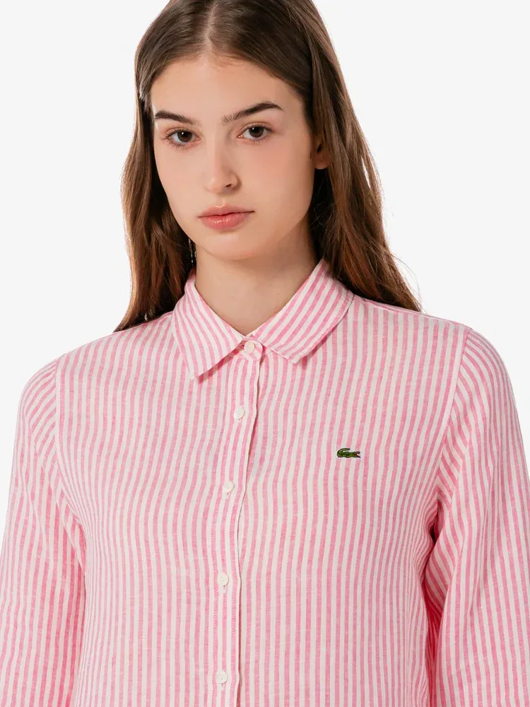 Рубашка LACOSTE из льна, Pink — фото 3