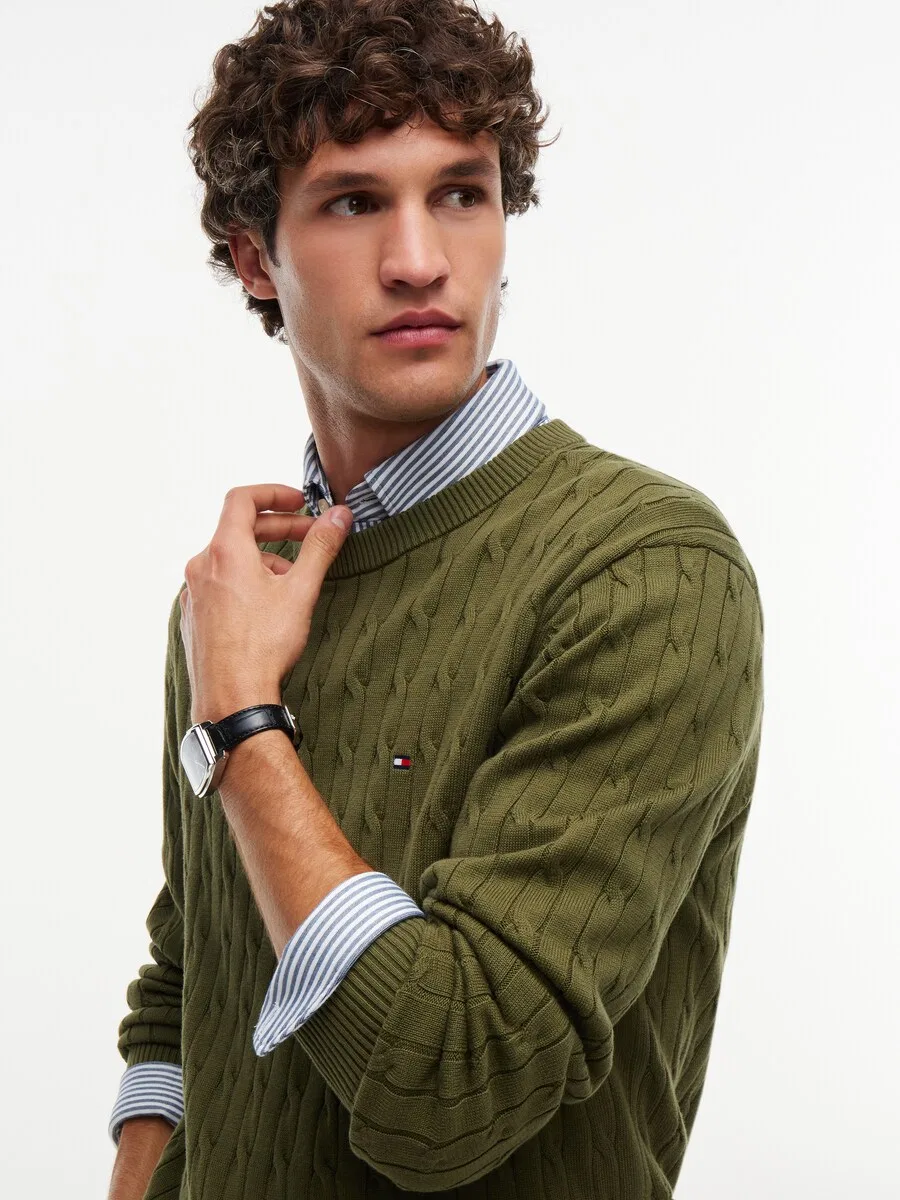 Свитер TOMMY HILFIGER 'Classic' оливкового цвета — фото 4