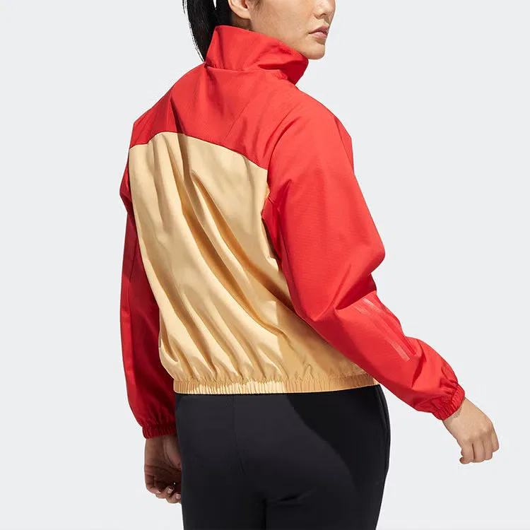 Куртка спортивная с цветочным принтом CNY Colorblock Adidas, светло-красный — фото 3