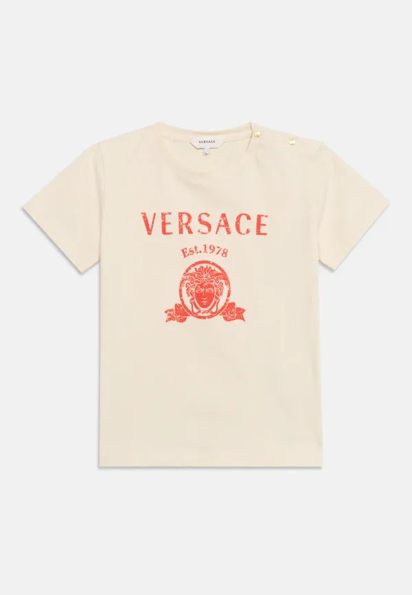Футболка унисекс с принтом в университетском стиле Versace, кремовый