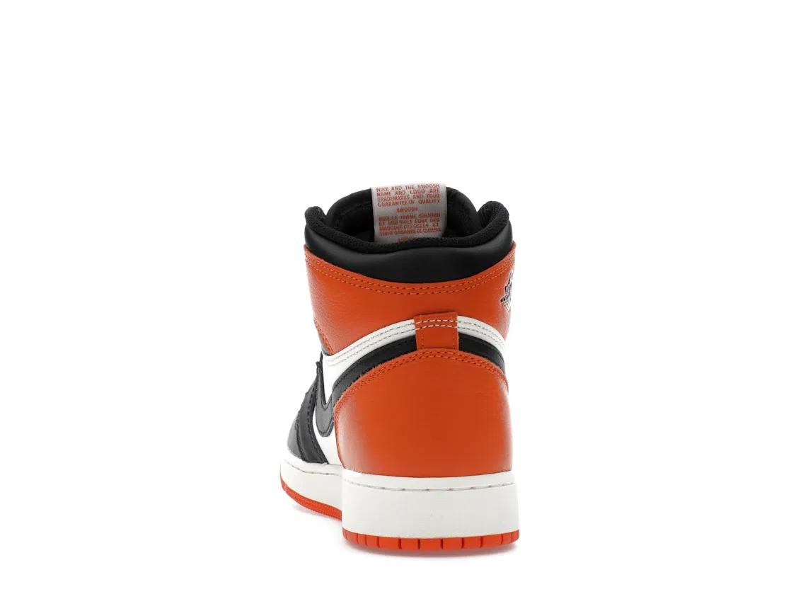 Детские кроссовки высокие с принтом Shattered Backboard Jordan 1 Retro High OG, Black/Black-Sail-Starfish — фото 4