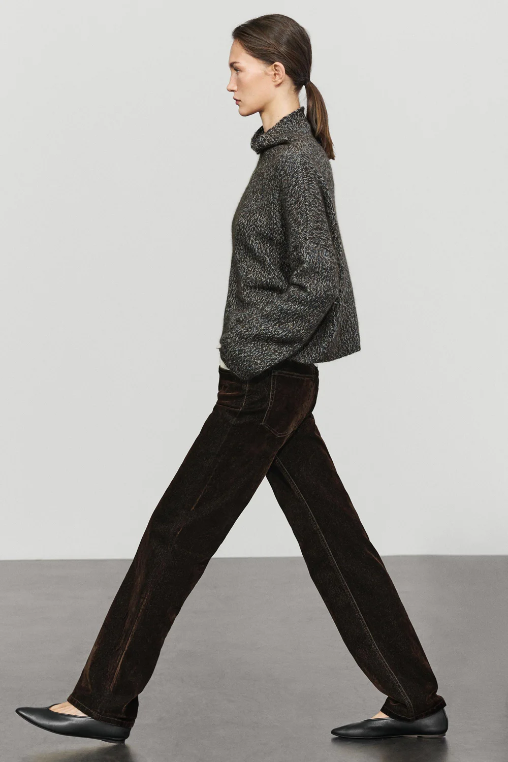 Свитер Massimo Dutti 100% Wool Mouliné Knit, средне-синий — фото 2