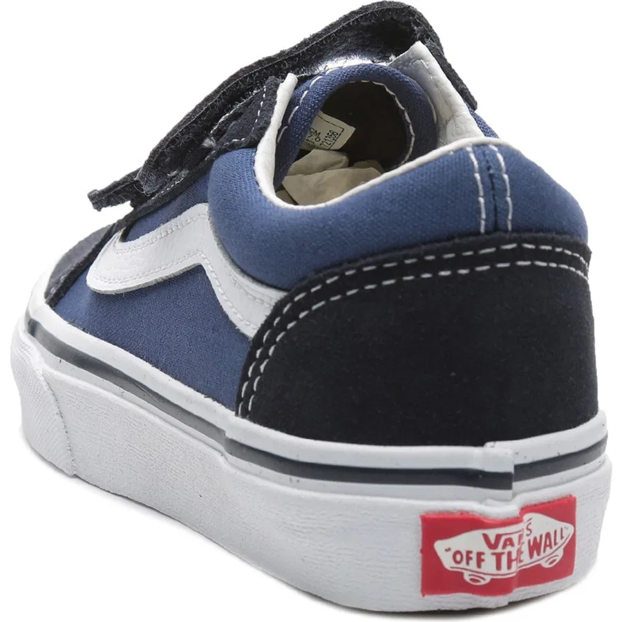 Кроссовки детские с принтом Vans Old Skool V, Vans, Белый/Темно-синий — фото 3
