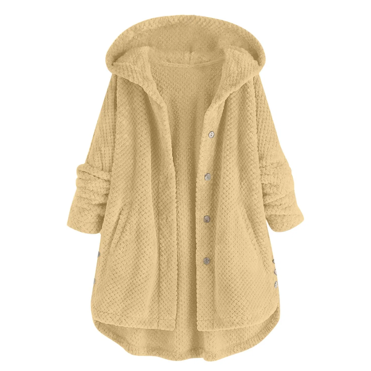 Женское пальто из искусственной замши с капюшоном, beige