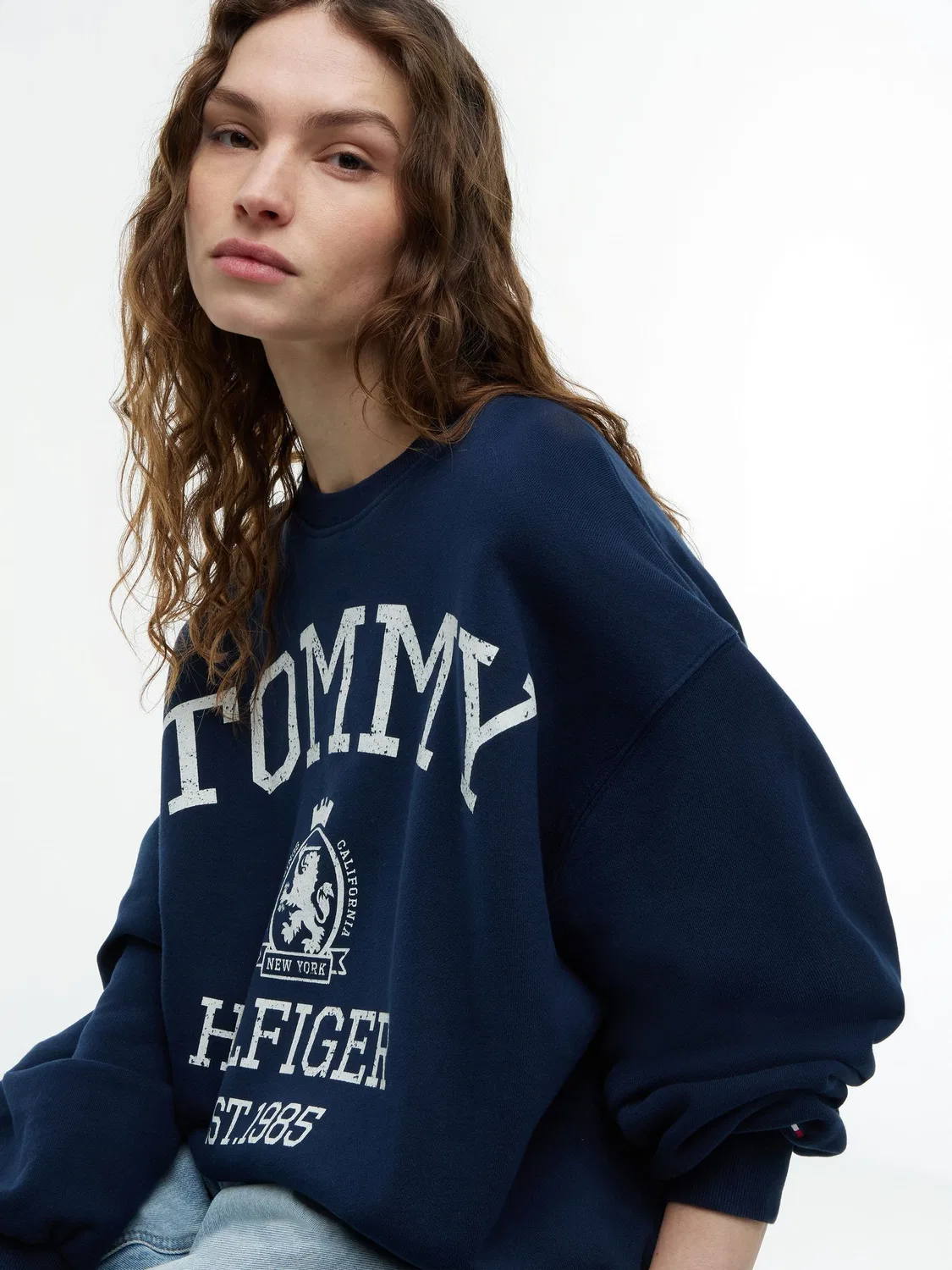 Свитшот с логотипом, свободный крой Tommy Hilfiger, синий — фото 4