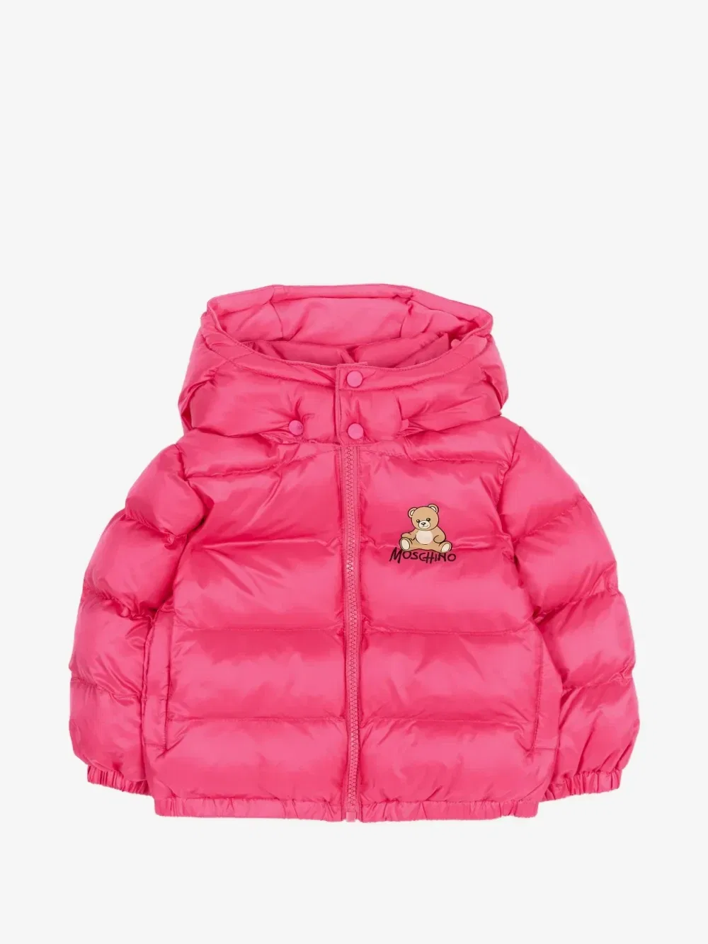 Пуховик с плюшевым мишкой Moschino Kids, розовый