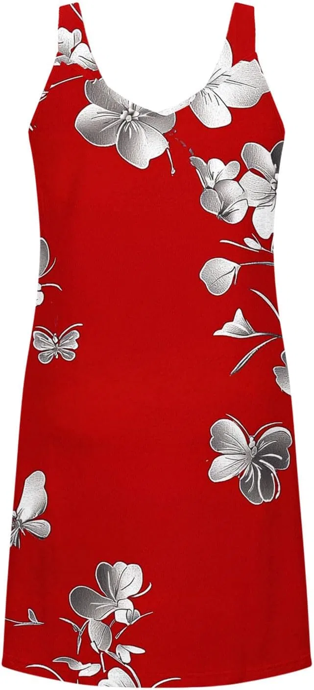 Женское повседневное платье-трапеция Gradient Sleeveless Mini Sun Dress, Red — фото 4