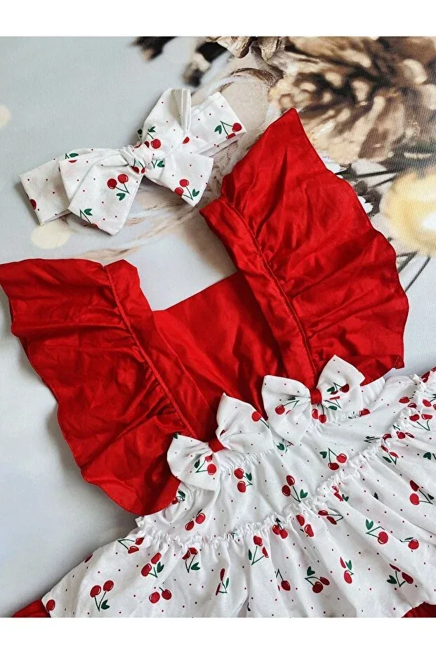 Детский комплект для девочек с принтом Cherry Salopet Mini Kids Baby, Red — фото 2