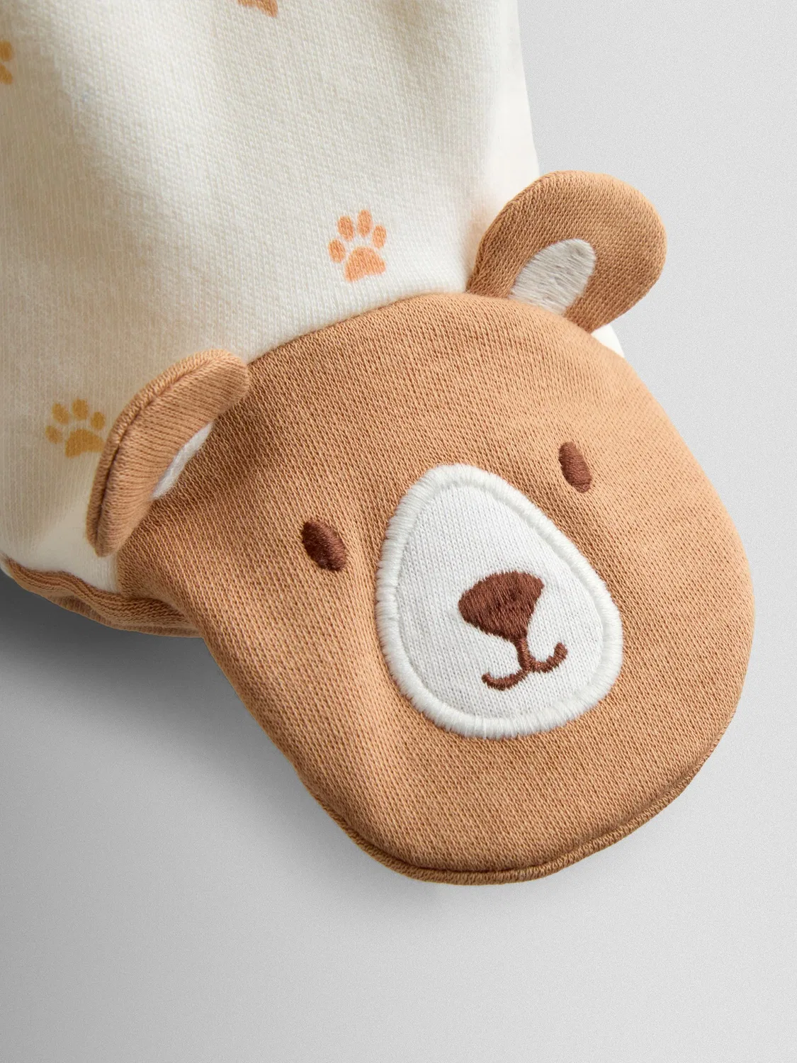 Слип на молнии с аппликацией медведя, Cream Bear Jojo Maman Bébé, кремовый — фото 4