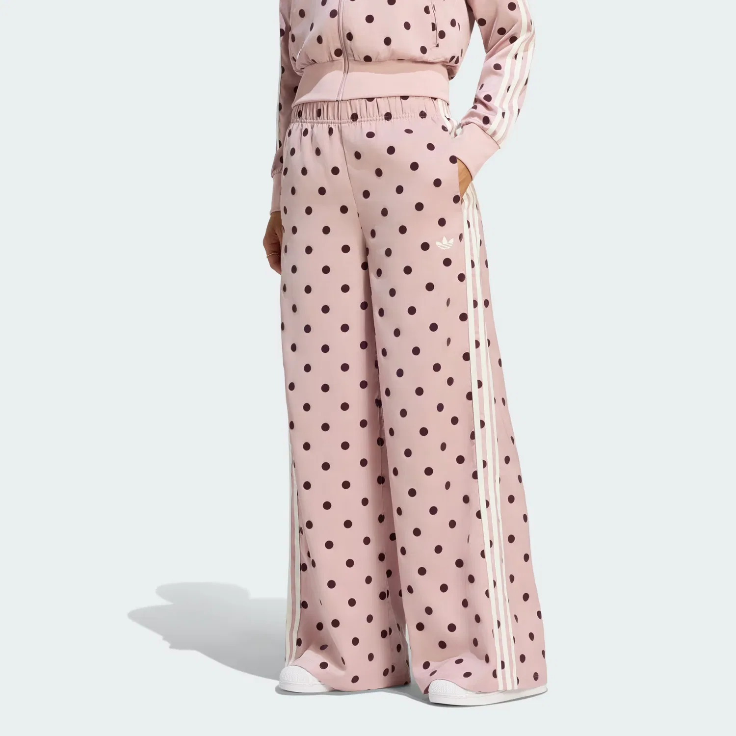 Женские брюки широкого кроя с принтом в горошек Satin Polka Dots Adidas Originals, Dual Lilac