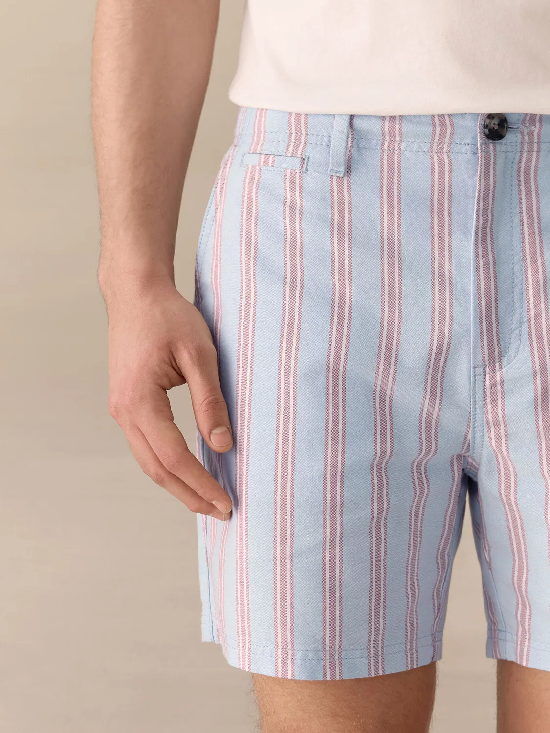 Шорты чинос, мульти-полоска, Blue Cotton Stripe Next, синий — фото 4
