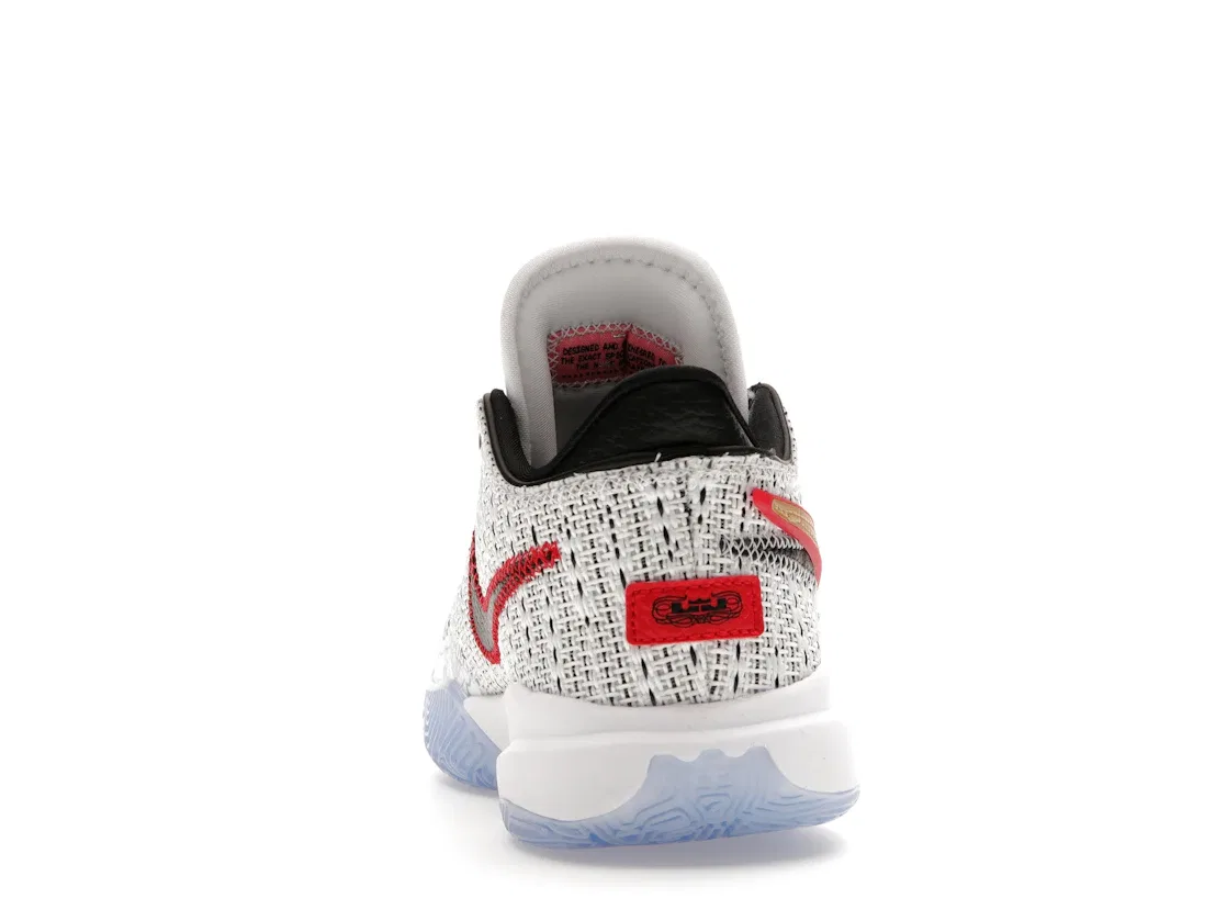 Детские кроссовки для мальчиков баскетбольные Nike LeBron 20, White/Metallic Gold/Black/University Red/Wolf Grey — фото 4