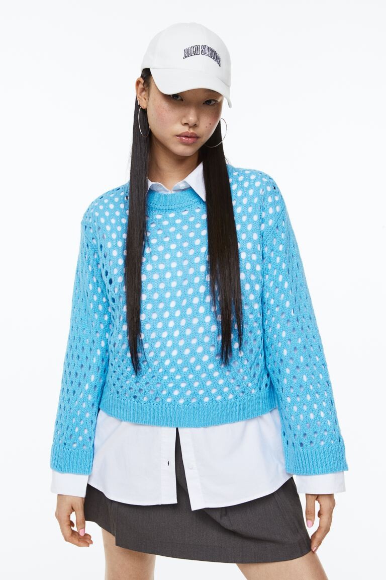 

Ажурный свитер H&M, синий