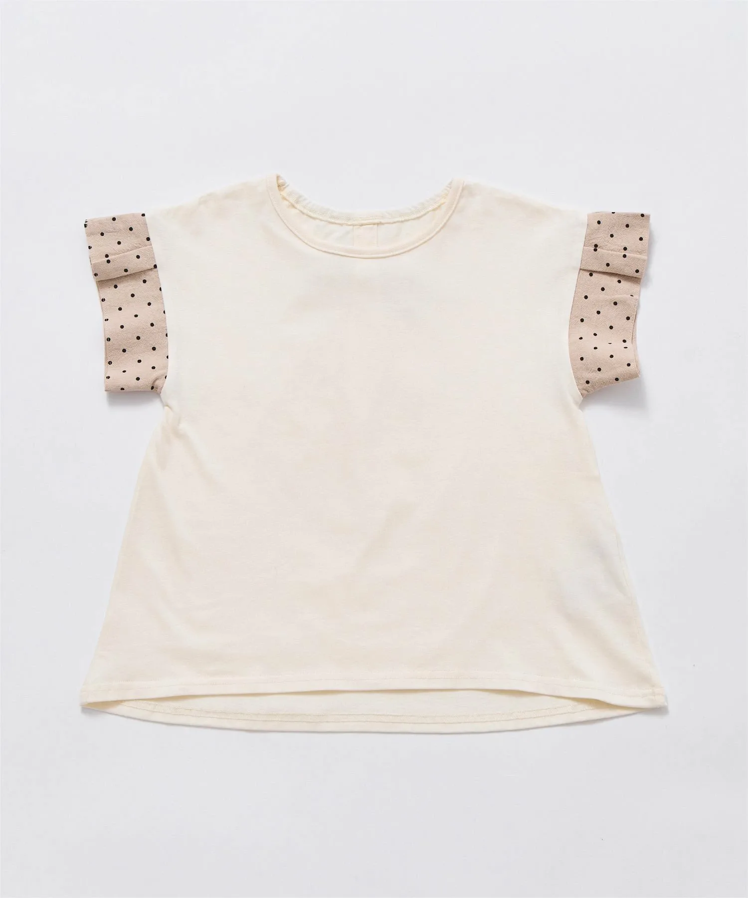 Футболка с короткими рукавами и оборками на рукавах Ever Closet, Ivory Dot — фото 3