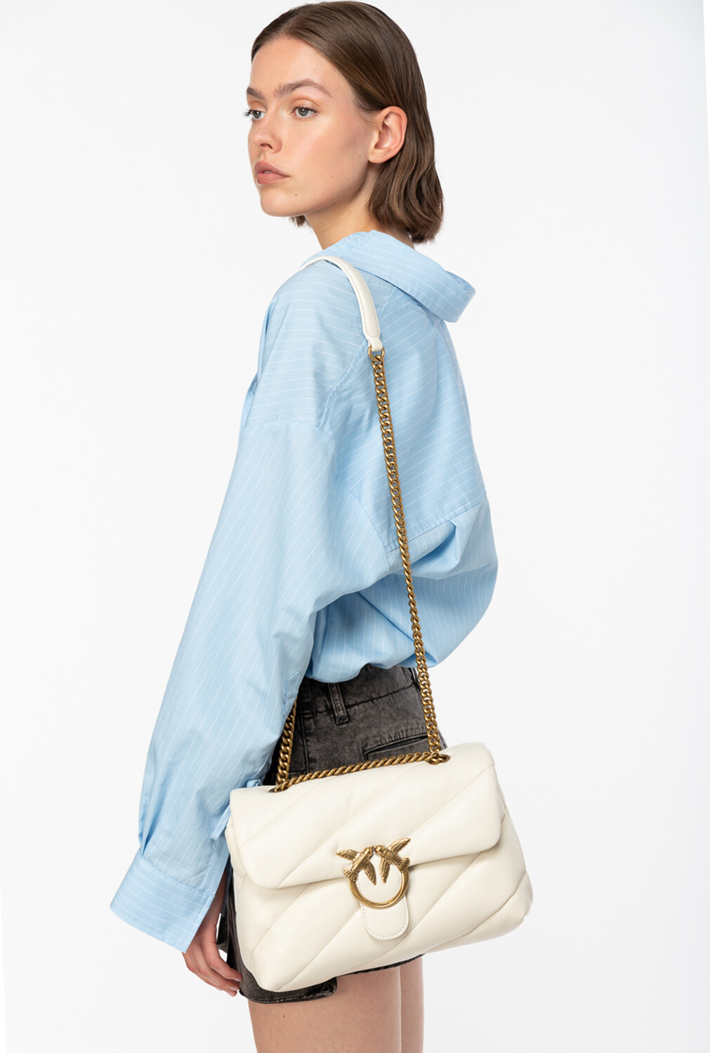 

Сумка кросс-боди PINKO Love Classic Puff кожаная стеганая, белый