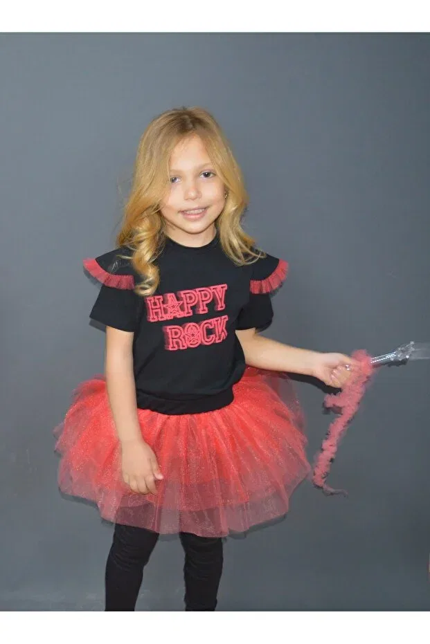 Детские леггинсы для девочек с рюшами Happy Rock Long Tutu Geef Kıds, Black — фото 3