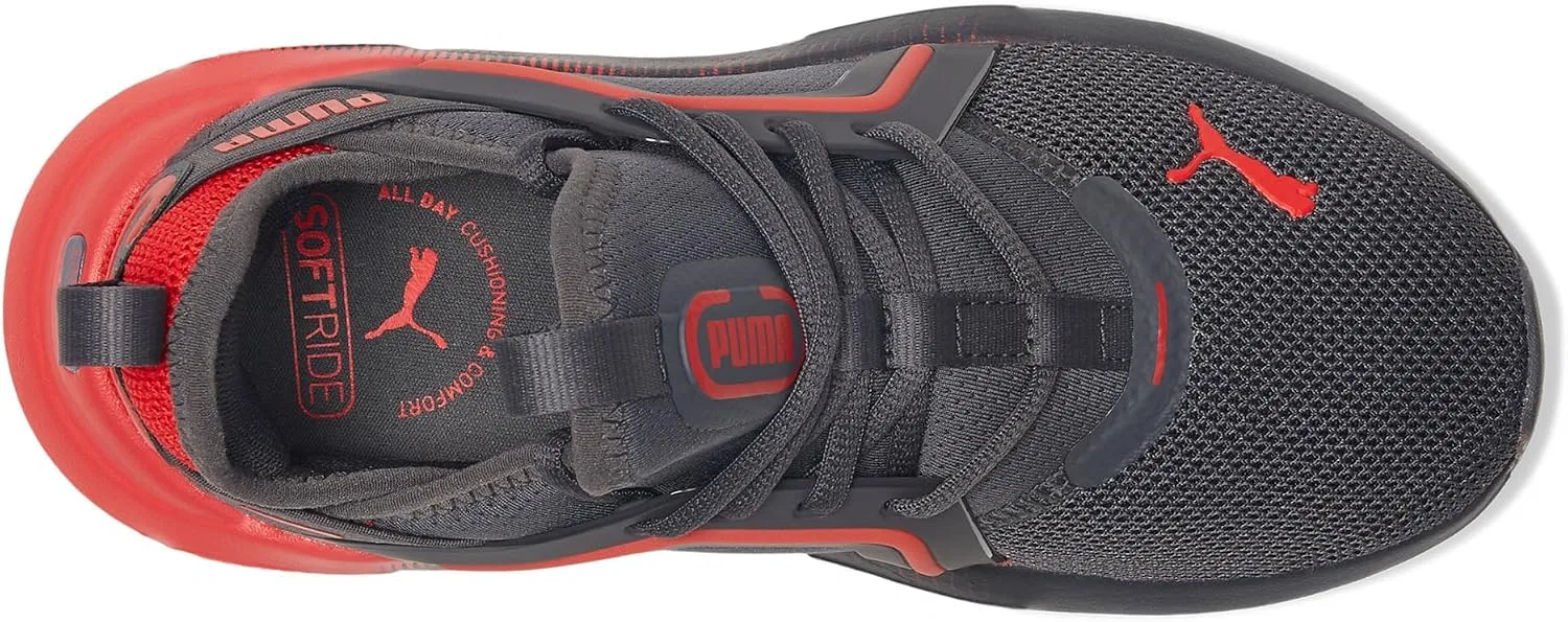 Детские кроссовки для мальчиков с шнуровкой Enzo 5 Blizzrizz PUMA, Dusky Gray/All Time Red — фото 2