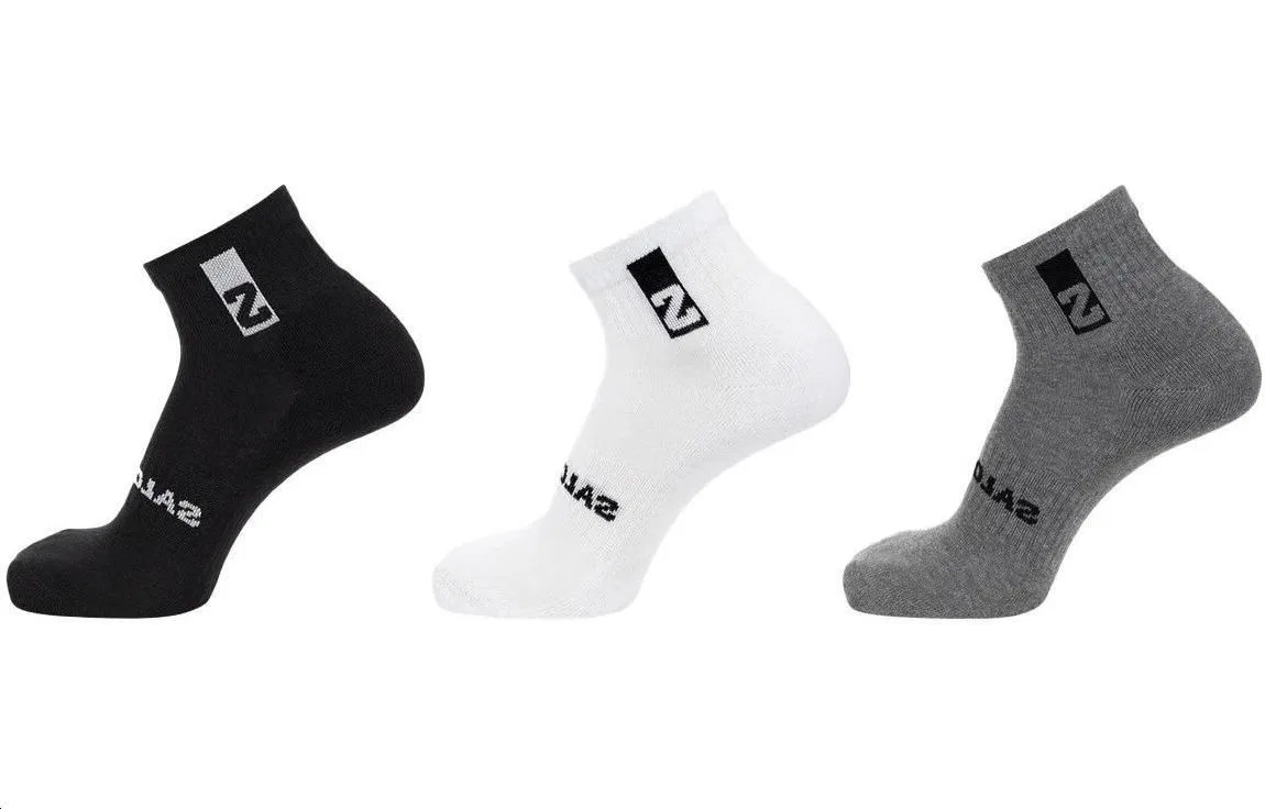 Детские носки-невидимки с длиной по щиколотку, комплект из 3 пар, SALOMON, Gray/White/Black