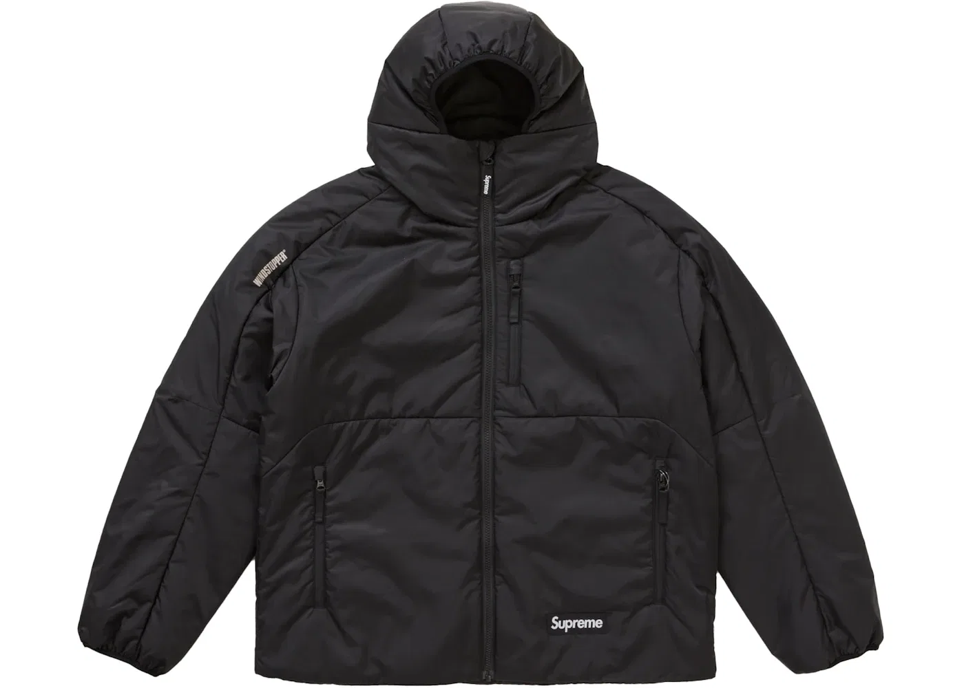 Мужская куртка с капюшоном с принтом Supreme WINDSTOPPER Insulated Hooded Jacket, Black