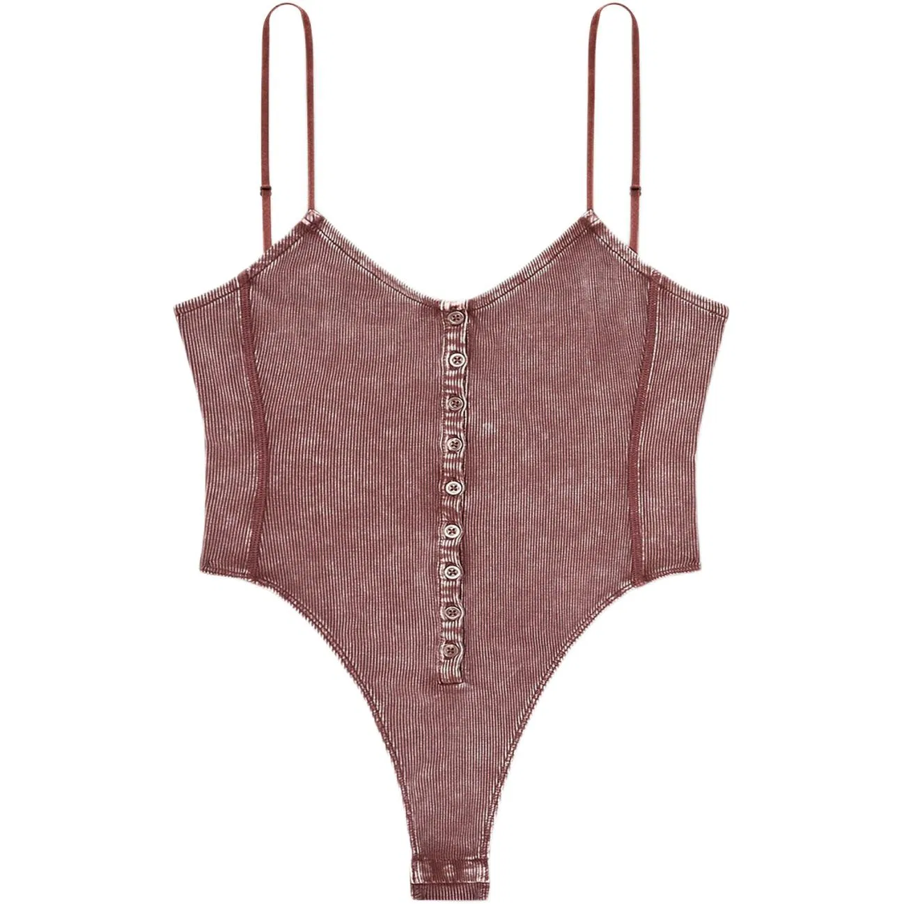 Женское боди с длинным рукавом и рифленой текстурой DIESEL, Brown
