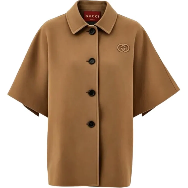 Женское пальто с лацканами Khaki Lapel Moderate GUCCI, Khaki