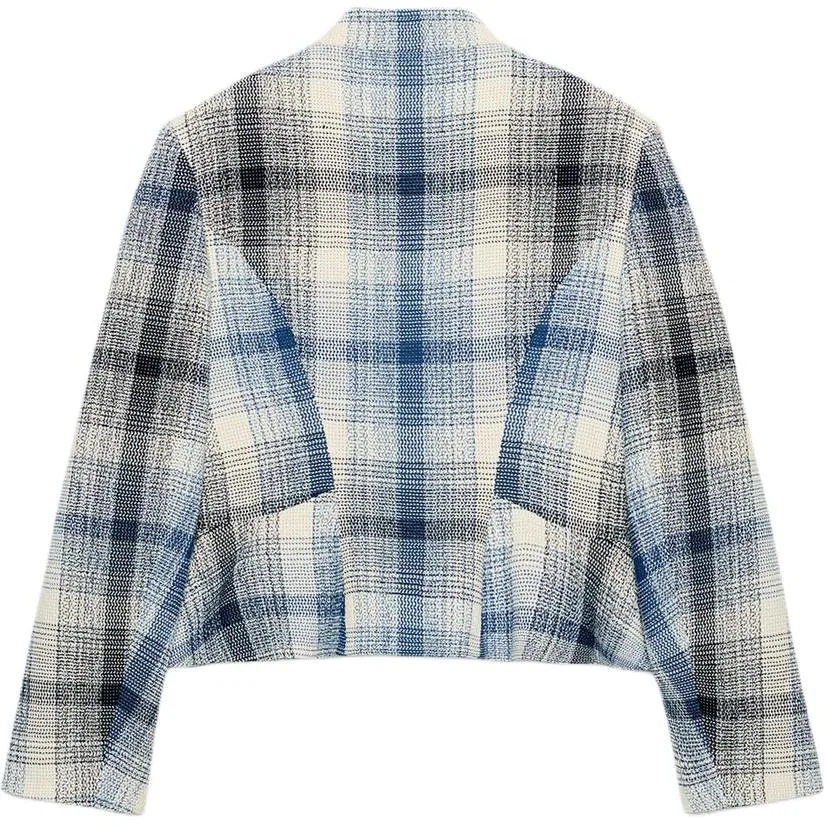 Женский деловой костюм с круглым вырезом Blue/White ZARA, Blue/White — фото 3
