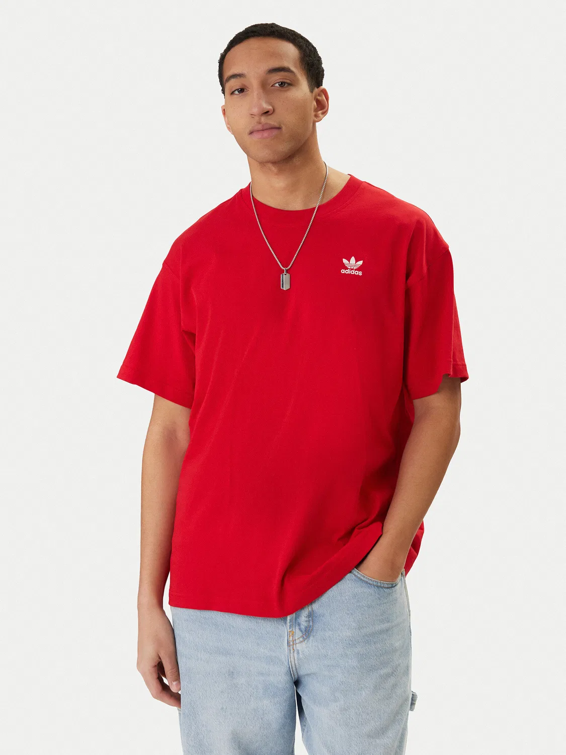 Мужская футболка оверсайз Trefoil Essentials Adidas, красный