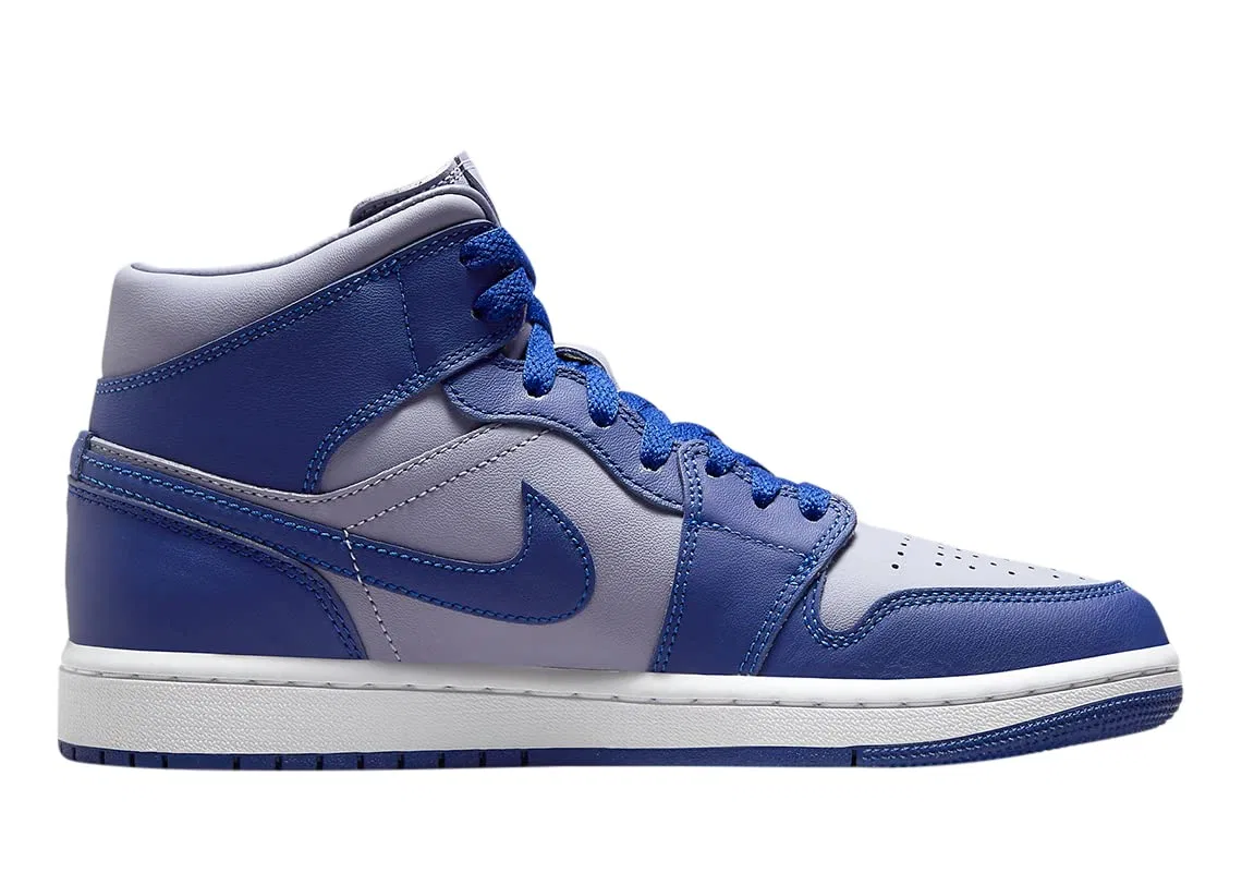 Мужская футболка с принтом NIKE, Air Jordan 1 Mid Se Shoes, Purple Iron Royal Blue Deep — фото 2