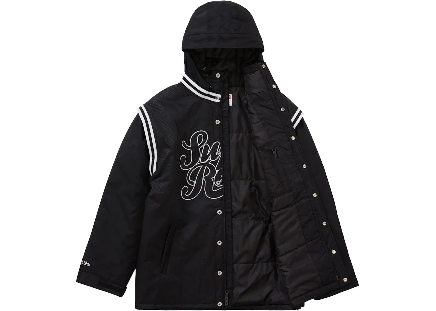 Мужская стеганая спортивная куртка Supreme Mitchell & Ness, Black — фото 2