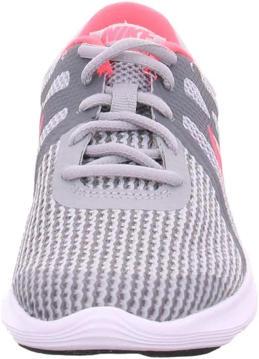 Детские кроссовки для девочек с шнуровкой Nike Kid's Revolution 4 Running Shoe Nike, Wolf Grey/Racer Pink-Cool Grey-White — фото 4