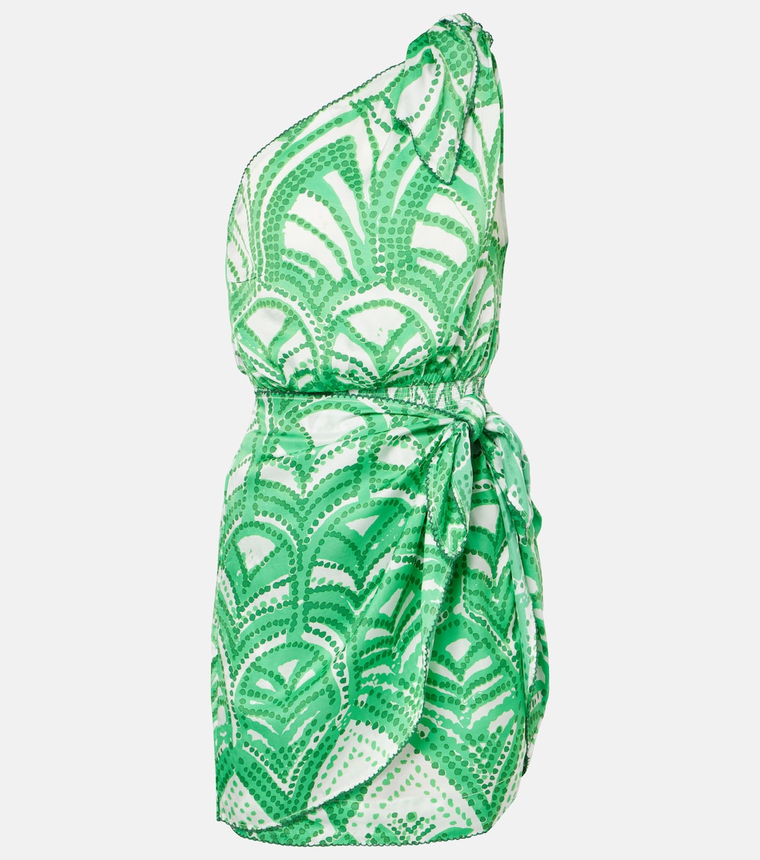 

Мини-платье Celie с принтом на одно плечо Poupette St Barth, Green Himba