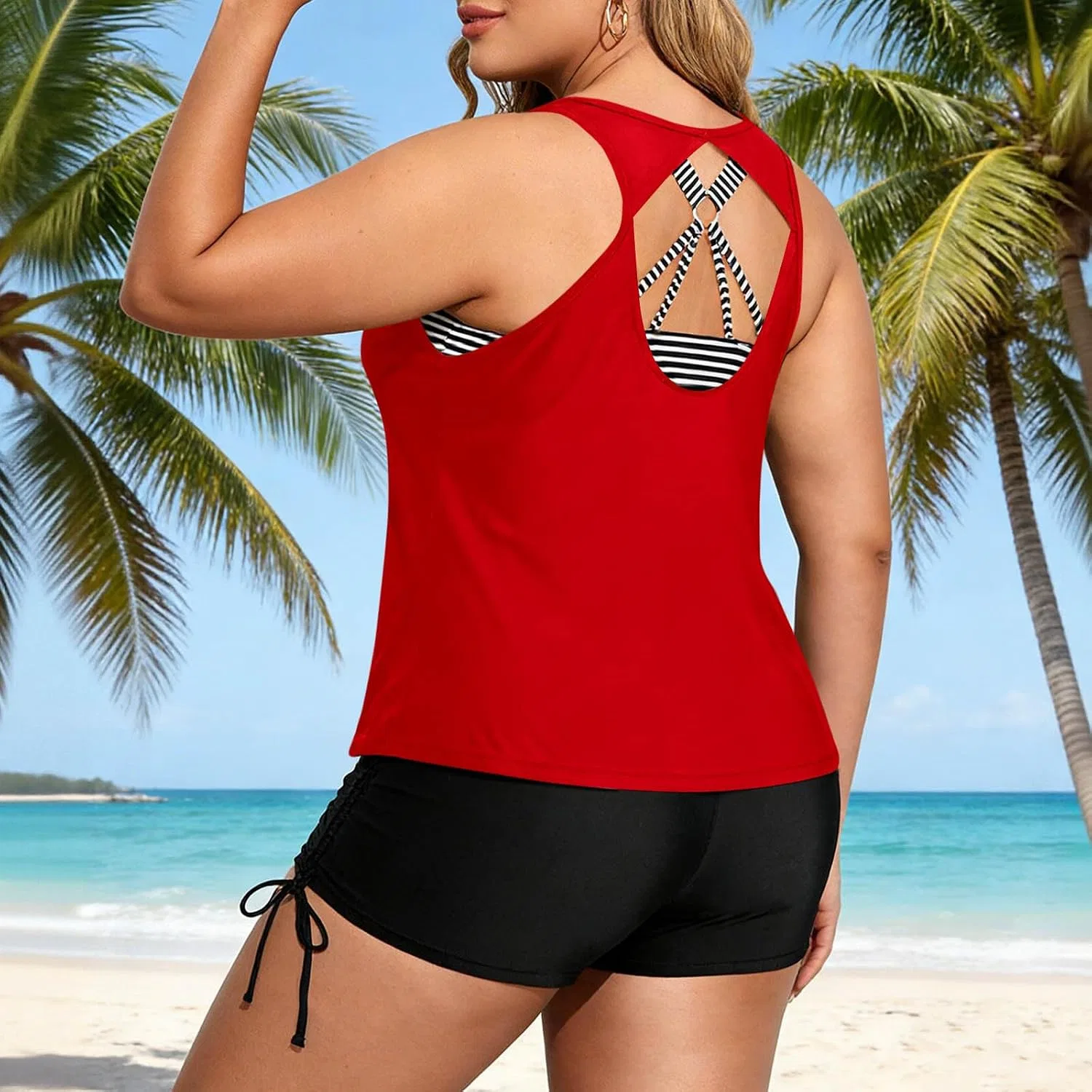 Женский танкини-комплект с утяжкой живота Athletic, Red — фото 4