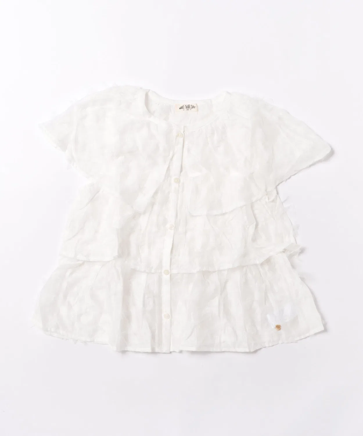 Детская блузка с длинным рукавом модель с рюшами MAKE YOUR DAY, Off White