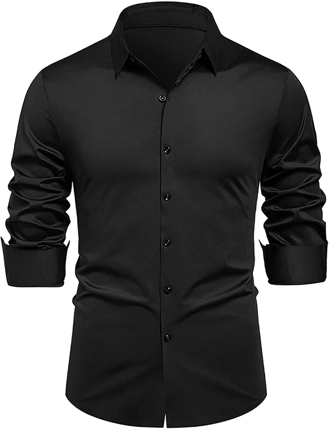 Мужская повседневная рубашка с отложным воротником, Black