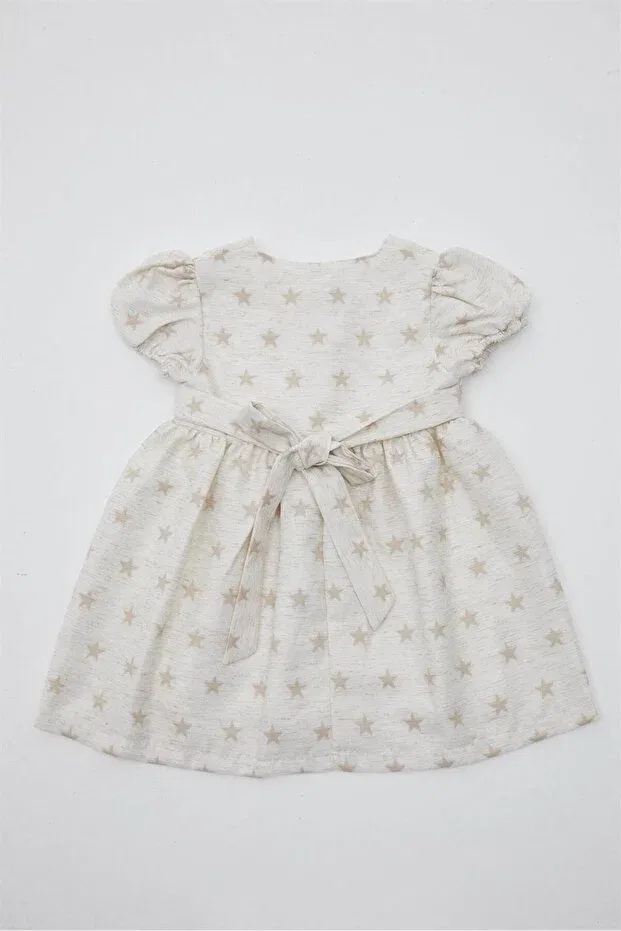 Детское платье для девочек хлопковое Star linen dress Elefantejr, Beige — фото 2