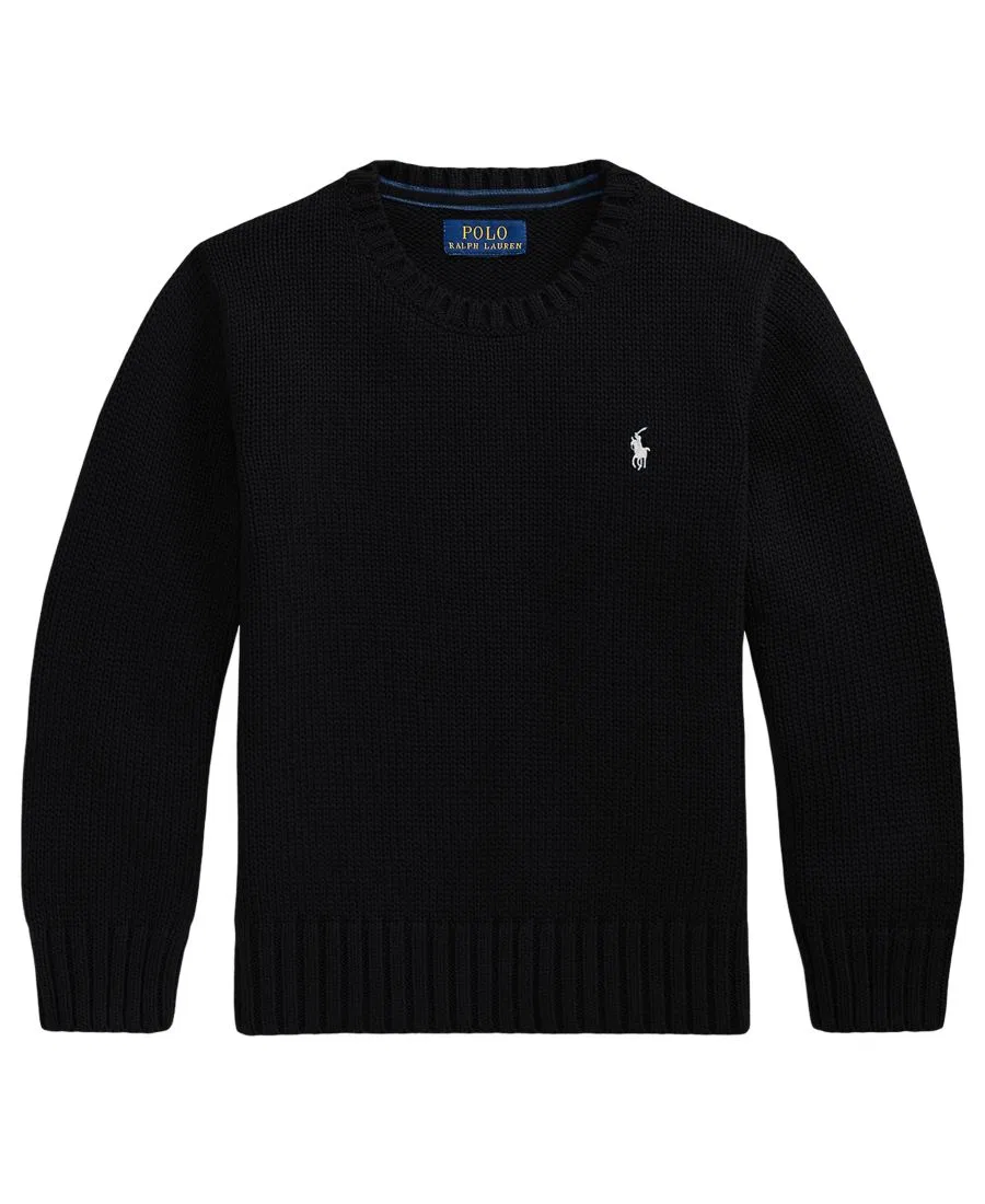 Детский свитер с круглым вырезом, с длинным рукавом, с вышивкой Polo Ralph Lauren, Polo Black