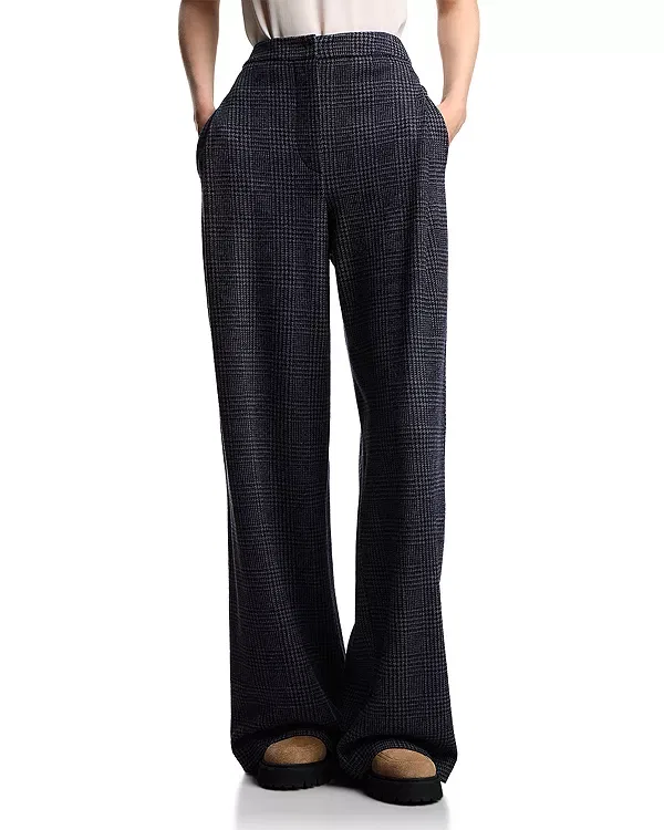 Женские широкие брюки с принтом Prince of Wales Check Emporio Armani, Grey/Navy