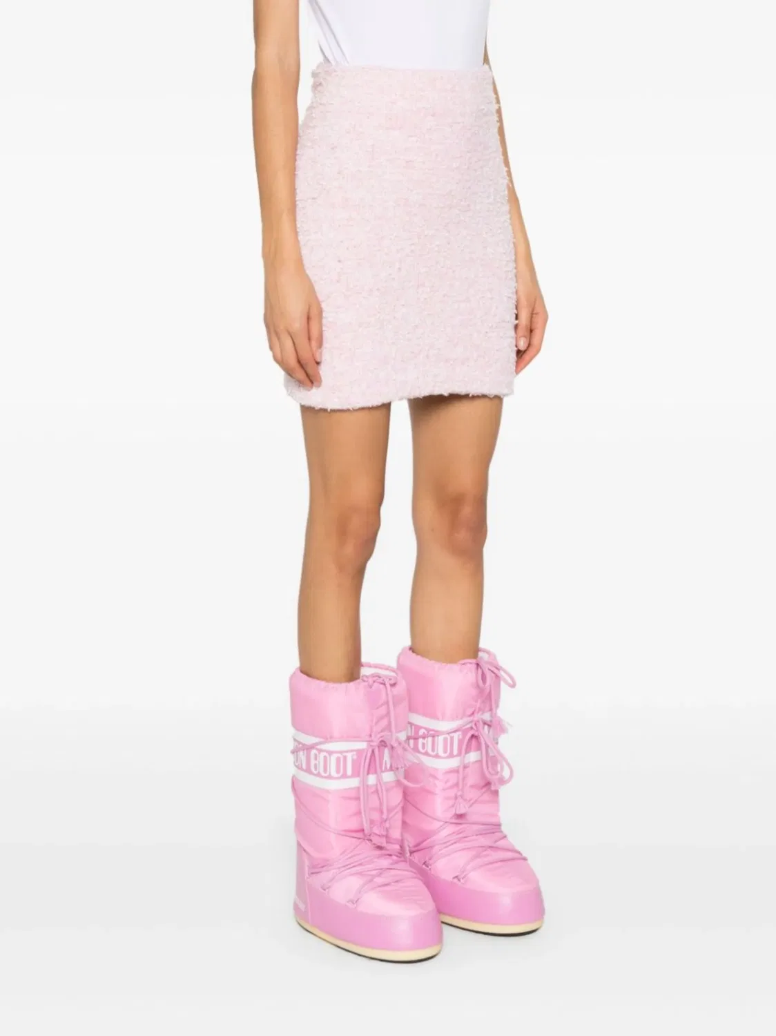 Мини-юбка из твида буклета Balenciaga, розовый — фото 3