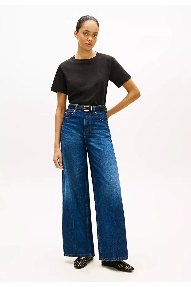 Женская хлопковая футболка с коротким рукавом Tommy Hilfiger, Black — фото 2