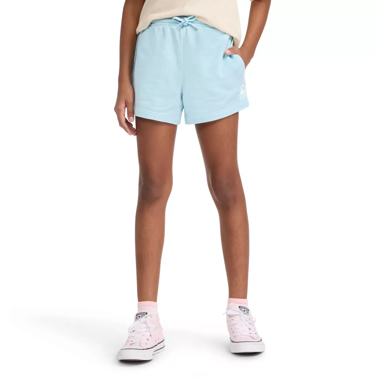 Детские шорты для девочек из футера с принтом Converse GIRLS BOTTOMS, Light Blue