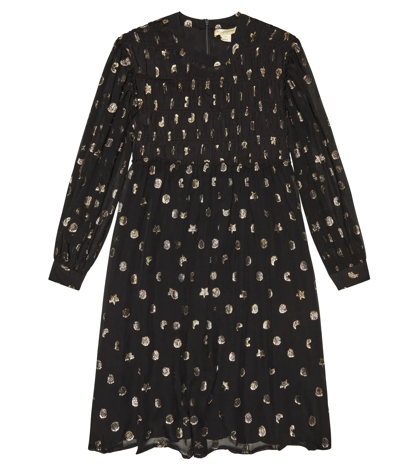 Шелковое платье с узором филигрань Stella McCartney Kids, черный