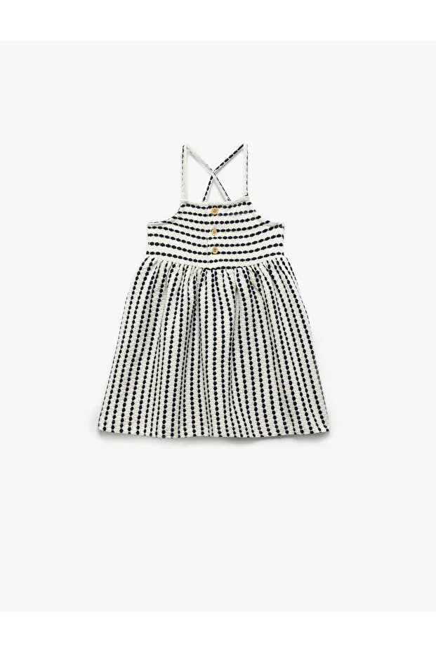Детское платье-трапеция для девочек с принтом Koton, Ecru Striped