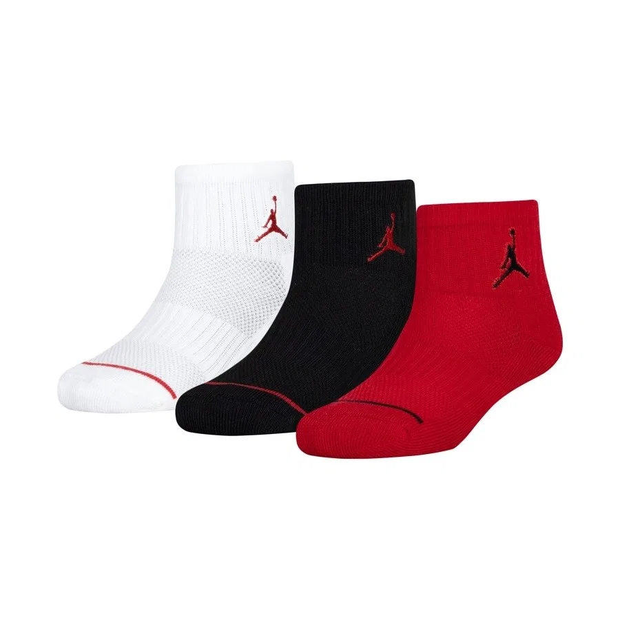 Комплект спортивных носков Nike Jordan Jumpman Quarter, 3 пары, Бело-серо-черный